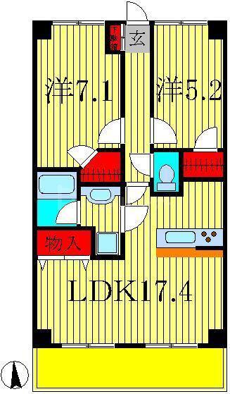 サンタバレー弐番館(2LDK/1階)の間取り写真