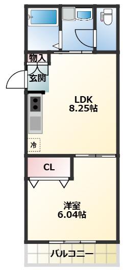 フォレストメゾン府中桜通(1LDK/2階)の間取り写真