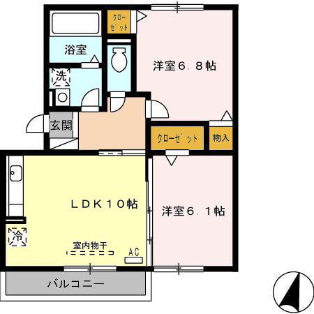 グリュックIII C棟(2LDK/1階)の間取り写真