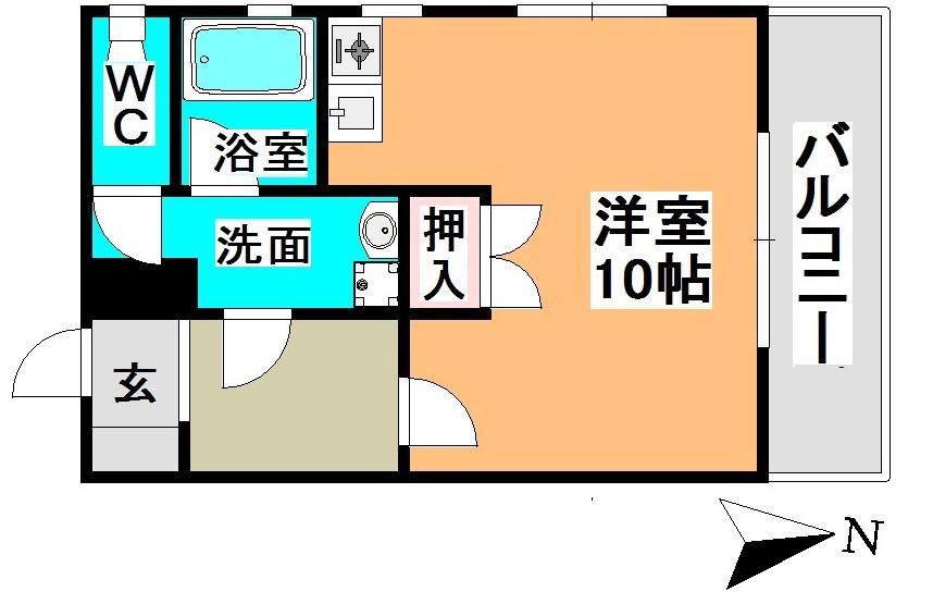 コーポ平野(ワンルーム/3階)の間取り写真