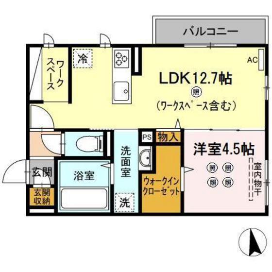 ハムステッドガーデン(1LDK/2階)の間取り写真