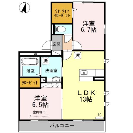 ベリランテ東雲(2LDK/2階)の間取り写真