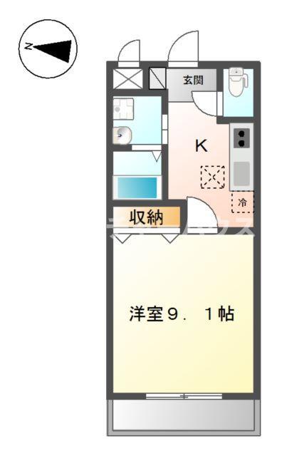 アリエッタ赤塚(1K/1階)の間取り写真