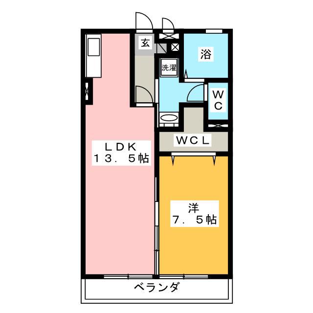 グリーンテラスB(1LDK/3階)の間取り写真