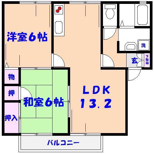 シャルマンハイツ(2LDK/2階)の間取り写真