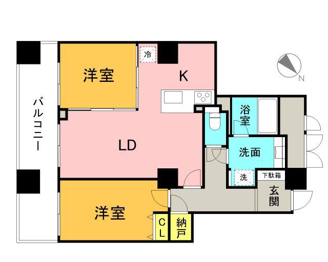 A.CITYタワーズウエスト(2SLDK/7階)の間取り写真