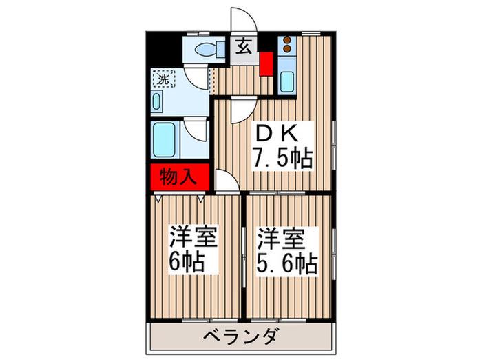 プレジール(2DK/2階)の間取り写真