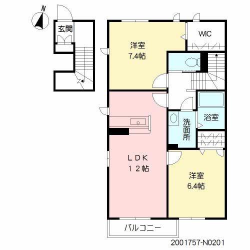 アンファミーユN 積水(2LDK/2階)の間取り写真