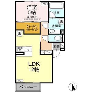 パルミエ III(1LDK/2階)の間取り写真