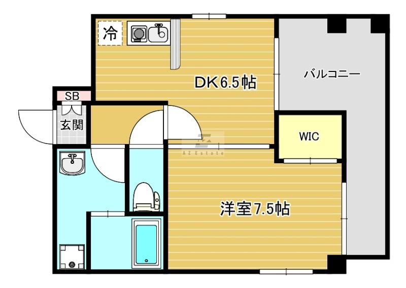 アビタシオン島之内(1DK/7階)の間取り写真