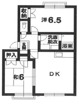 コーポ山王宮(2DK/1階)の間取り写真