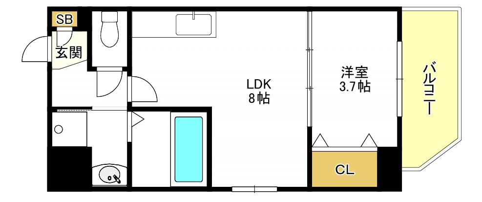 ジーグランデ九条(1LDK/2階)の間取り写真