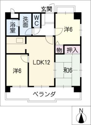 ホワイトハウスIII(3LDK/2階)の間取り写真