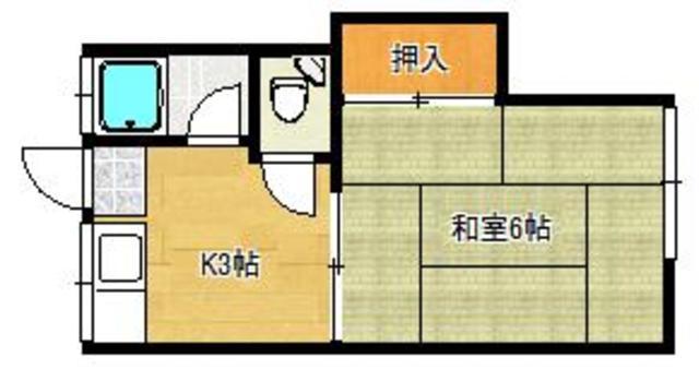 メゾンタキ井尻A(1K/2階)の間取り写真