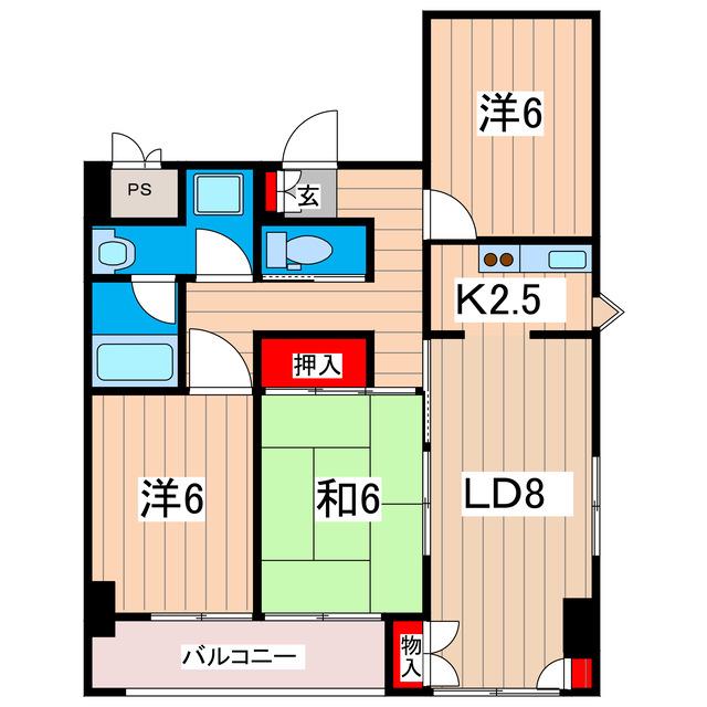 リバ・オール(3LDK/3階)の間取り写真