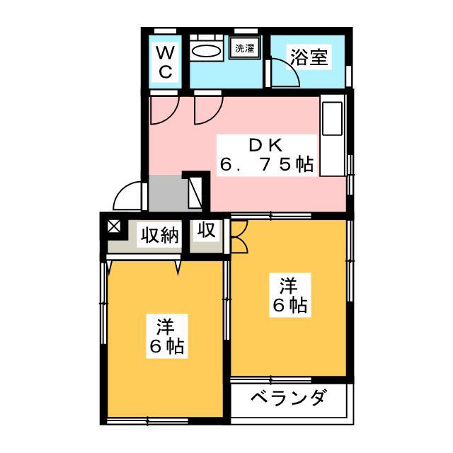 高橋ハウス(2DK/2階)の間取り写真