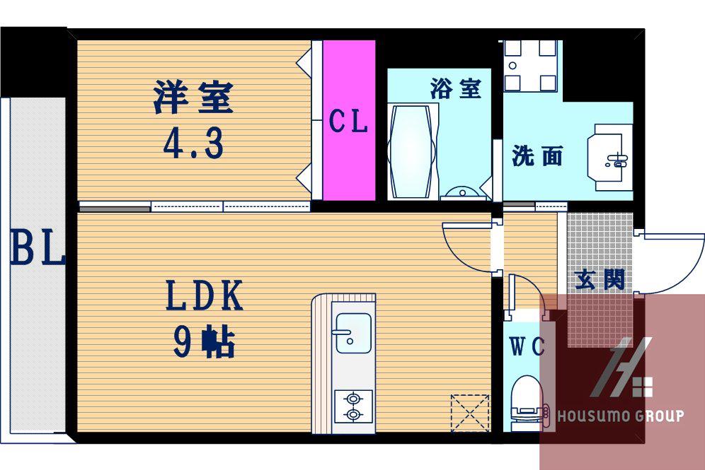 フォーゼ舟橋町(1LDK/8階)の間取り写真
