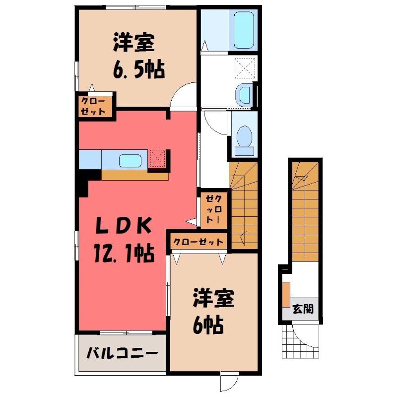 サザンクロス(2LDK/2階)の間取り写真