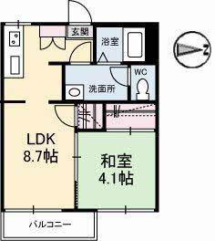 グローバルハイツ(1LDK/2階)の間取り写真