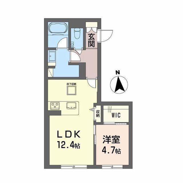 シャーメゾン 上水前寺(1LDK/1階)の間取り写真