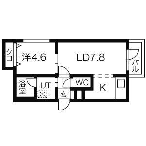 BLAST麻生(1LDK/4階)の間取り写真