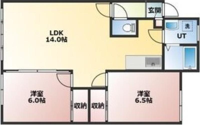 グリシーヌS(2LDK/2階)の間取り写真