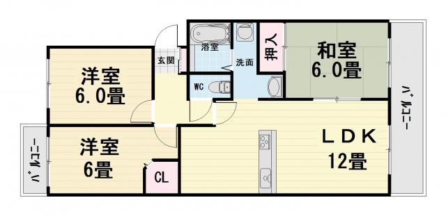 サニーコート鳳南(3LDK/1階)の間取り写真