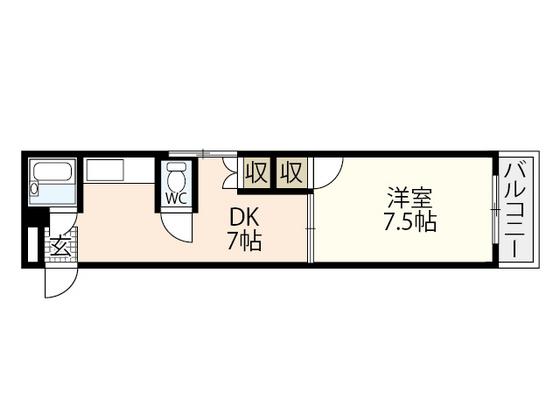 コーポ市村(1DK/2階)の間取り写真