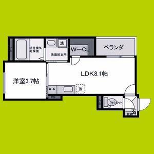 YUMAISON ウエスト(1LDK/3階)の間取り写真
