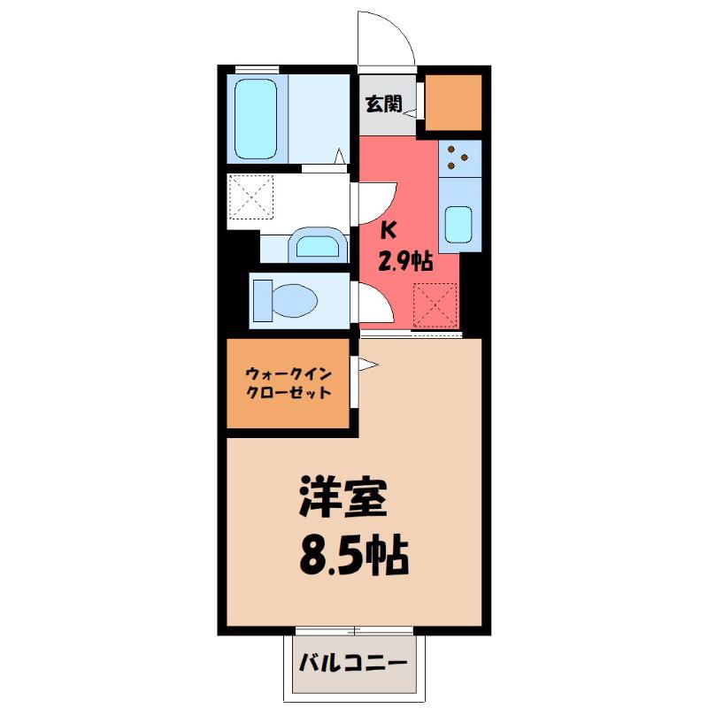 プランドールブリエ B(1K/2階)の間取り写真