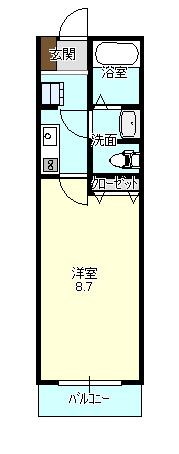 キャメル川越新宿町(1K/1階)の間取り写真