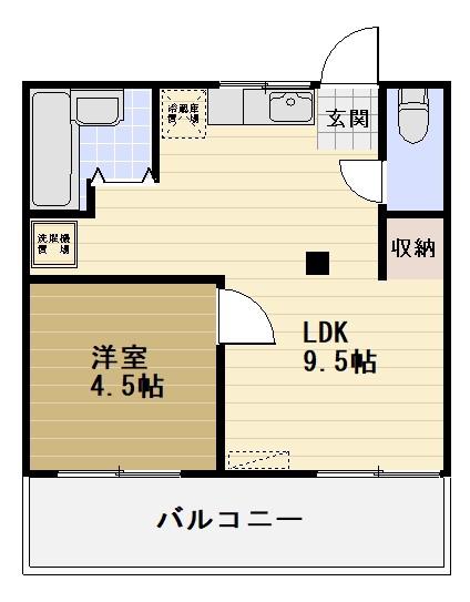 松葉ハイツ(1LDK/2階)の間取り写真