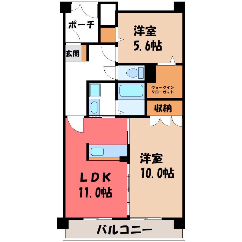 ヴィラアルビレオ(2LDK/1階)の間取り写真