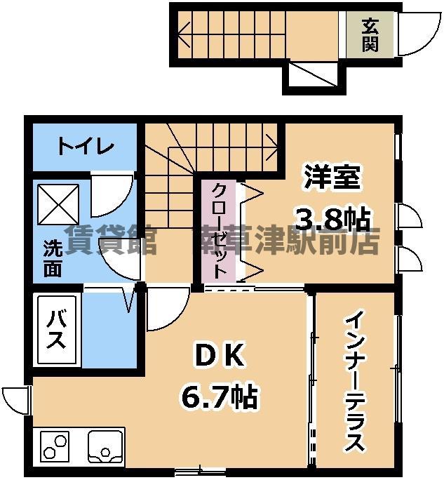 コンフォール横木 II(1DK/2階)の間取り写真