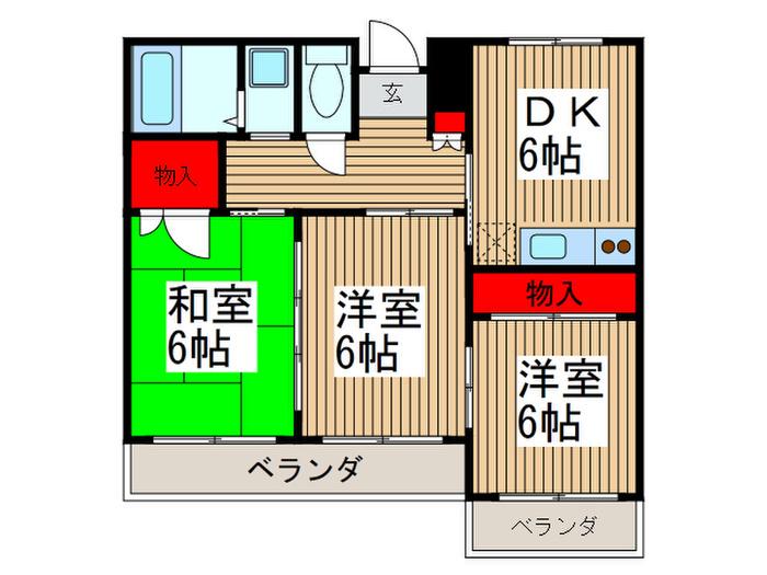 プリミエール中山(3DK/2階)の間取り写真