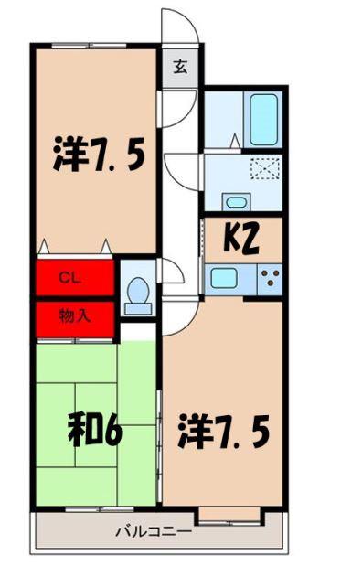 ライトコート青山(2LDK/3階)の間取り写真