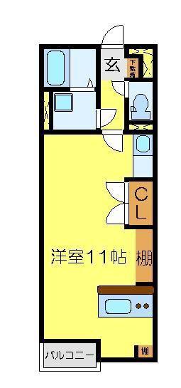 レオネクストスリムハイツ53517(ワンルーム/1階)の間取り写真