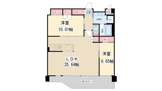 プレジオ宝塚ASIAN(2LDK/2階)の間取り写真