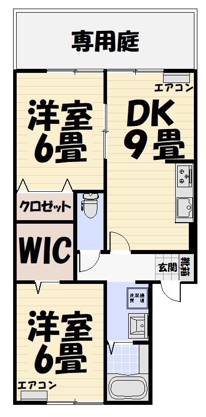 クレールK(2DK/2階)の間取り写真