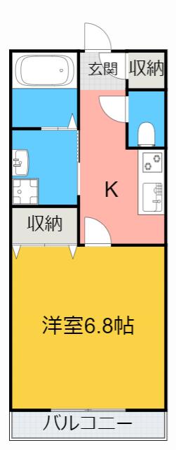 SUNHEIM梶田(1K/2階)の間取り写真