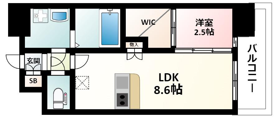 セレニテ新大阪ミラク弐番館(1LDK/2階)の間取り写真
