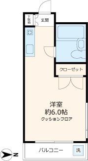 グリンカ白山(ワンルーム/2階)の間取り写真