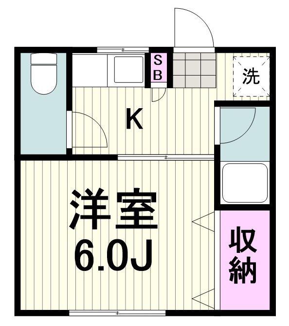 ハピネス高田(1K/1階)の間取り写真