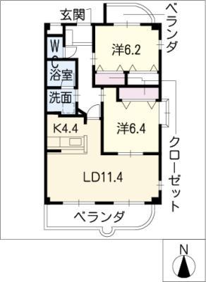 グランドソレイユ(2LDK/4階)の間取り写真