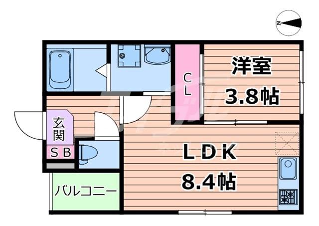 ハーモニーテラス鶴見緑地(1LDK/2階)の間取り写真