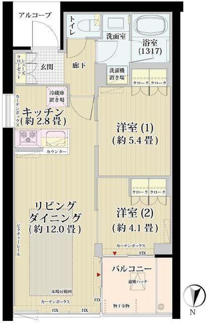 ガーデニエール砧 ウエスト(2LDK/9階)の間取り写真