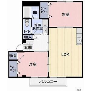 コーポアカネ(2LDK/1階)の間取り写真
