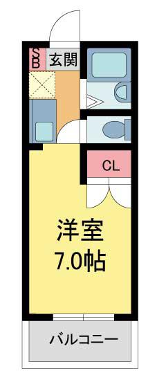 ヴィラ安倉(1K/1階)の間取り写真