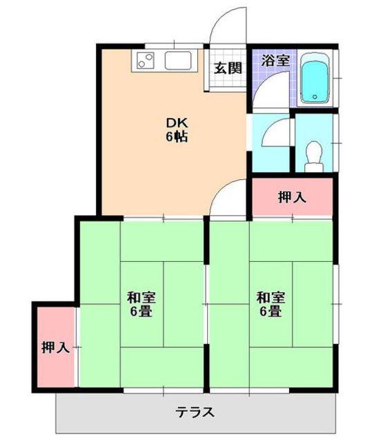 メゾン芝山A(2DK/2階)の間取り写真