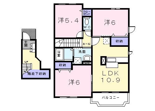 カントリー(3LDK/2階)の間取り写真